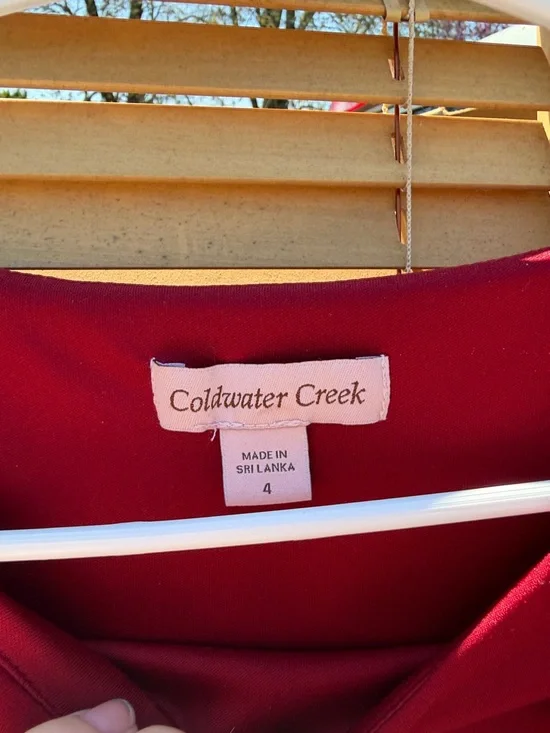 Coldwater Creek Long Sleeve Wine Red Fit & Flare Dress - Picture 2 of 6